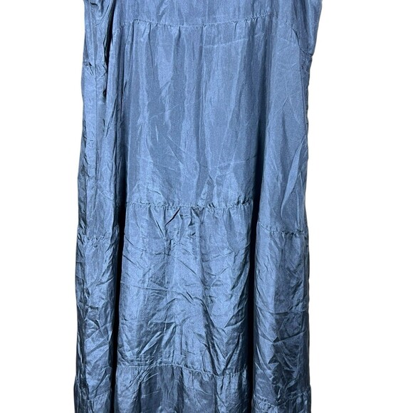 Eileen Fisher‎ Blue 100% Silk Tiered Sleeveless Maxi Dress Womens Petite Medium - Picture 12 of 16